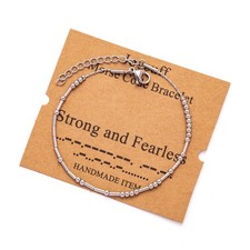 Inspirational Gifts for Women Strong And Fearless Morse Code Bracelets for Best