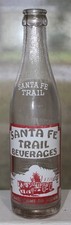 Santa Fe Trail Trinidad Colorado ACL painted soda bottle w picture of Wagon 1948