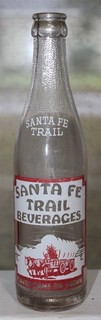 Santa Fe Trail Trinidad Colorado ACL painted soda bottle w picture of Wagon 1948