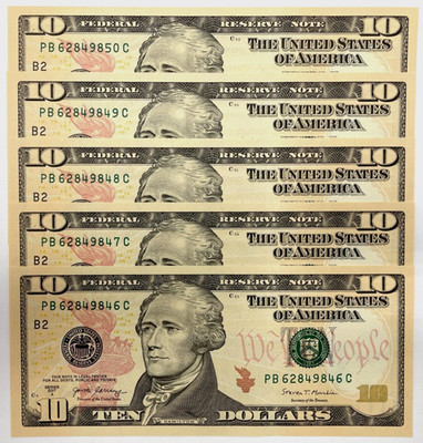 NEW SERIES 2017A $10 Uncirculated TEN Dollar Bills Sequential