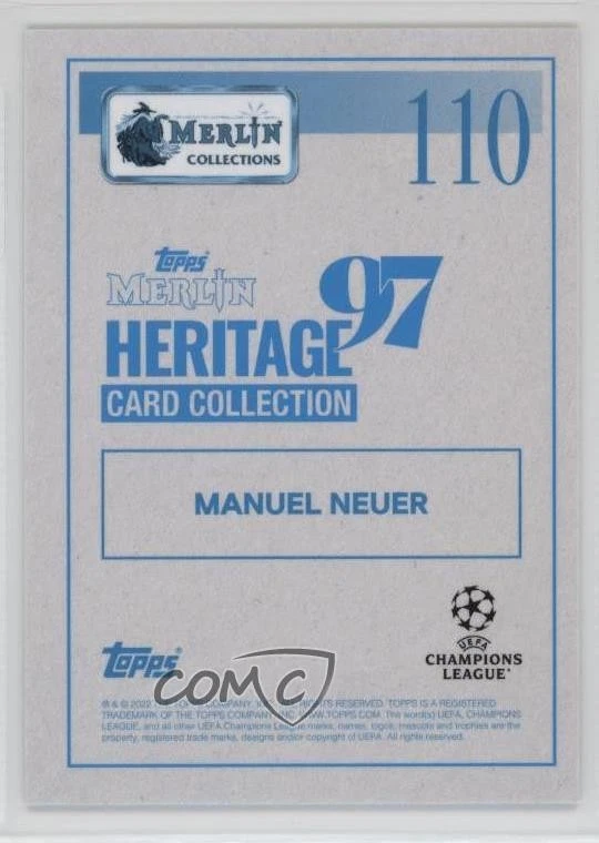 2021-22 Topps Merlin's Heritage 97 UCL Captain Manuel Neuer #110 - Image 2 of 2
