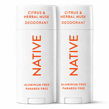 2 PACK Native Deodorant Citrus Herbal Musk Aluminum Free 2.65 oz each