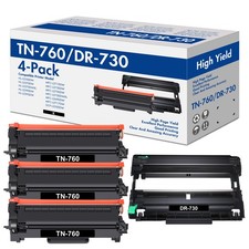 3PK TN760 Toner 1PK DR730 Drum Unit for Brother MFC-L2710DW HL-L2395DW Printer