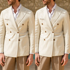 Formal Men's Suit Double Breasted Business Tuxedo Blazer Office Prom 2Pcs