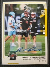 Jared Bernhardt 2025 Premier Lacrosse League  PLL Yellow Auto RC Card #47/50