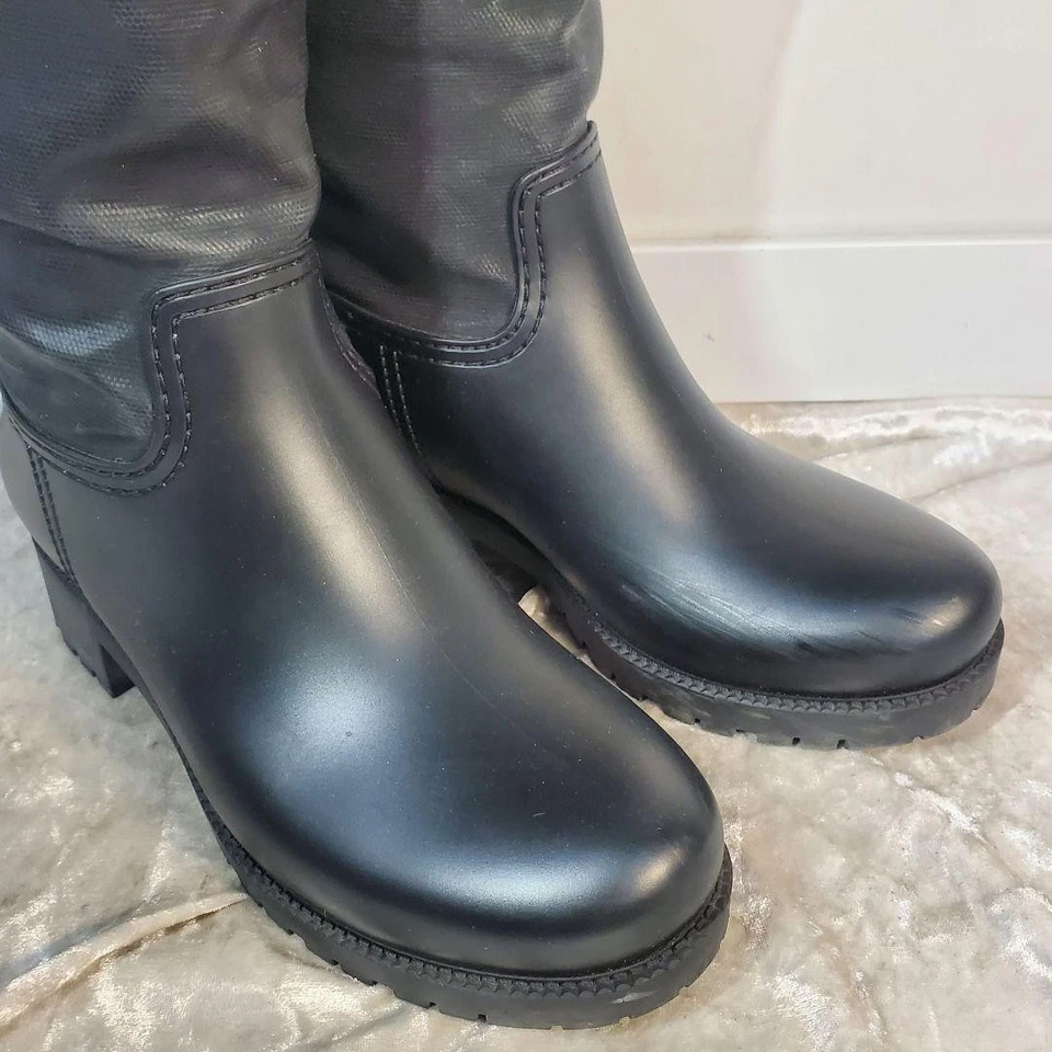 Botas de Lluvia Largas Negras Maison Margiela MM6 Lona Recubierta de Goma Talla 23 cm Foto 2 de 4