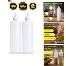 Condiment Squeeze Bottles, 16 OZ Empty Squirt Bottle with Twist Top Cap, Leak...