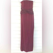 Caroline Herrera NY Vintage NEW Strapless Silk Chiffon Deep Red Dress Gown 12