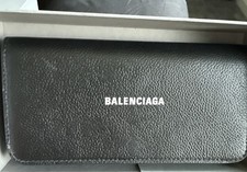 BALENCIAGA Woman  s Long Name Wallet Black Leather Free Shipping