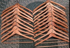 Lot of 20 Wooden Hangers Suit, Jacket, Pants with Rod