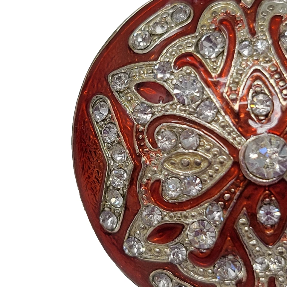 Adorno de Navidad Anillo Elástico Estrás Esmalte Rojo Redondo 1 1/2" Foto 4 de 4