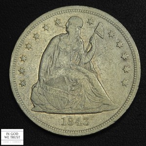 1843 No Motto Seated Liberty Silver Dollar $1