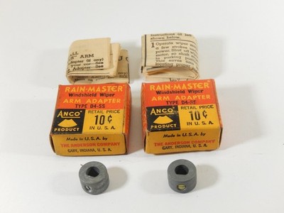 VINTAGE ANCO D4-SS WIPER ARM ADAPTER LOT OF 2 FOR 1/4'' PLAIN SLOTTED SHAFT