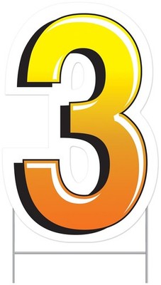 Plastic ''3'' Yard Sign of Size 18'' for Birthday - Beistle