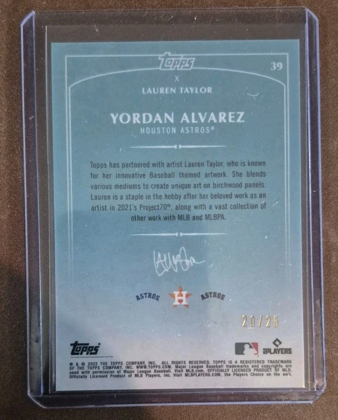 2022 Topps X Lauren Taylor Yordan Alverez Purple Rainbow Foil 20/25 + 43 Bonus - Image 2 of 4