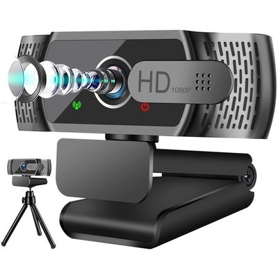 HD Webcam mit automatischer Lichtkorrektur und Stativ, ideal für Online-Meetings