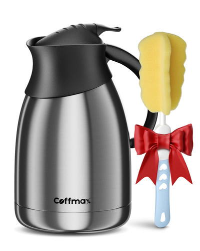 Thermal Insulated Coffee Carafe Pitcher 51 Oz - Vacuum Double Walled Stainles...