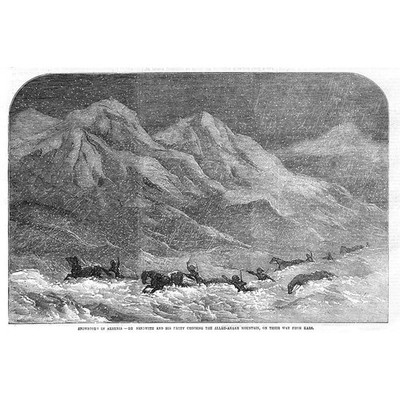Snowstorm in ARMENIA Cross Allahu Akbar Mountain from Kars - Antique Print 1856