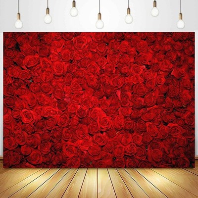 Sensfun Fabric Red Rose Backdrop Roses Flower Wall Background Valentines Wedd...