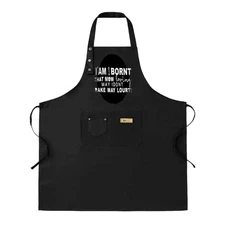 2 Pack Adjustable Bib Apron - Black with Front Pocket Humorous Message Perfect  