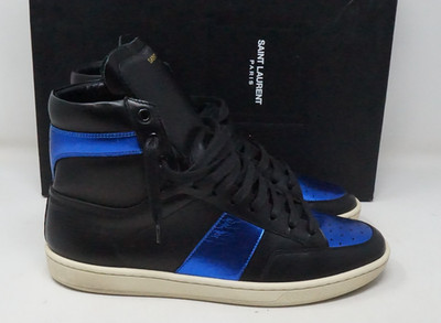Saint Laurent SL10H Court Classic High Top Sneakers Blue/ Black |EU 41 US 8