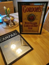 2 x WERBESPIEGEL - GORDON&acute;S DISTILLED LONDON DRY GIN + CAMPARI -40x30&nbsp;Holzrahmen