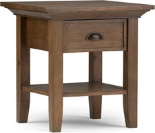 SIMPLIHOME Redmond SOLID WOOD 19" wide Square End Side Table Rustic Natural