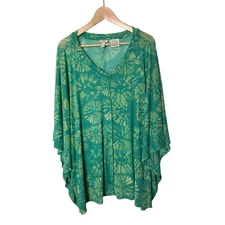 LOGO LORI GOLDSTEIN BEACH TO STREET Tunic Top Caftan Cover-Up Green L