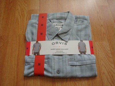 NWT Orvis Men's Gray Short Sleeve Tech Shirt Breathable Quick Dry Size M
