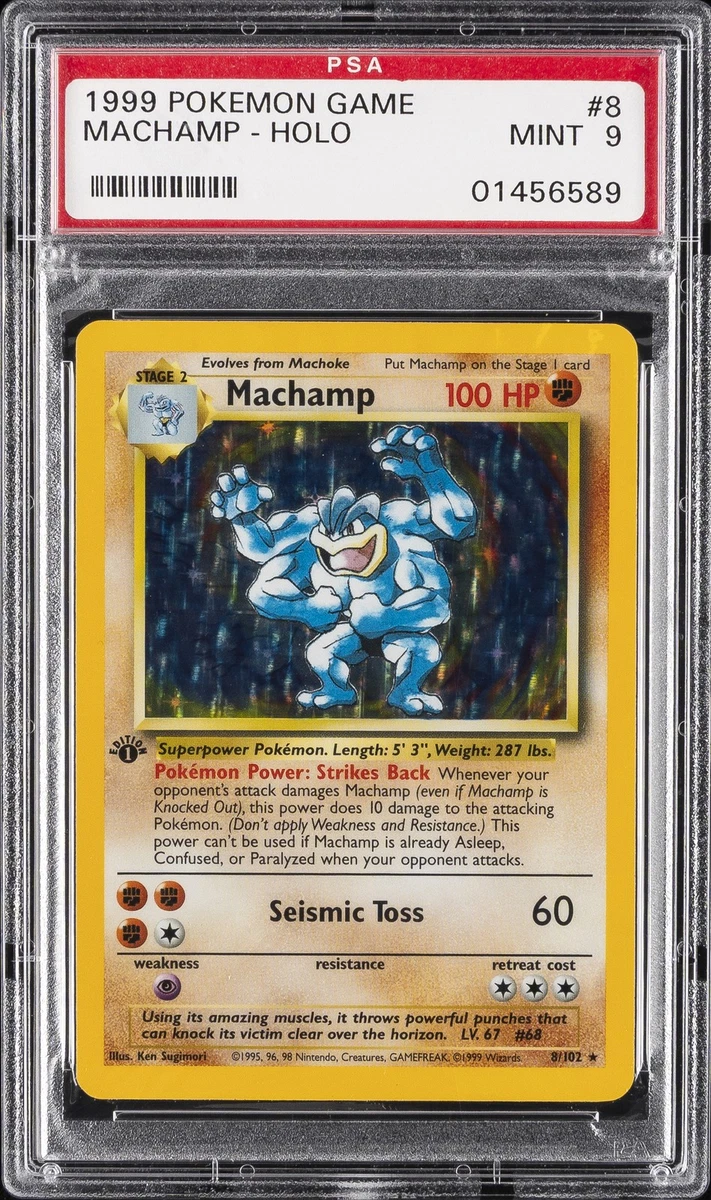 Pokémon TCG Base Set Machamp Grade 9 Individual Collectible Card