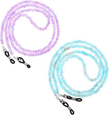 2PCS Beaded Eyeglass Chains for Women in Lake Blue  Purple