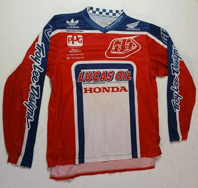 #ad Troy Lee Designs Racing Lucas Oil Size Large Red White amp; Blue Motocross Jersey $29.99