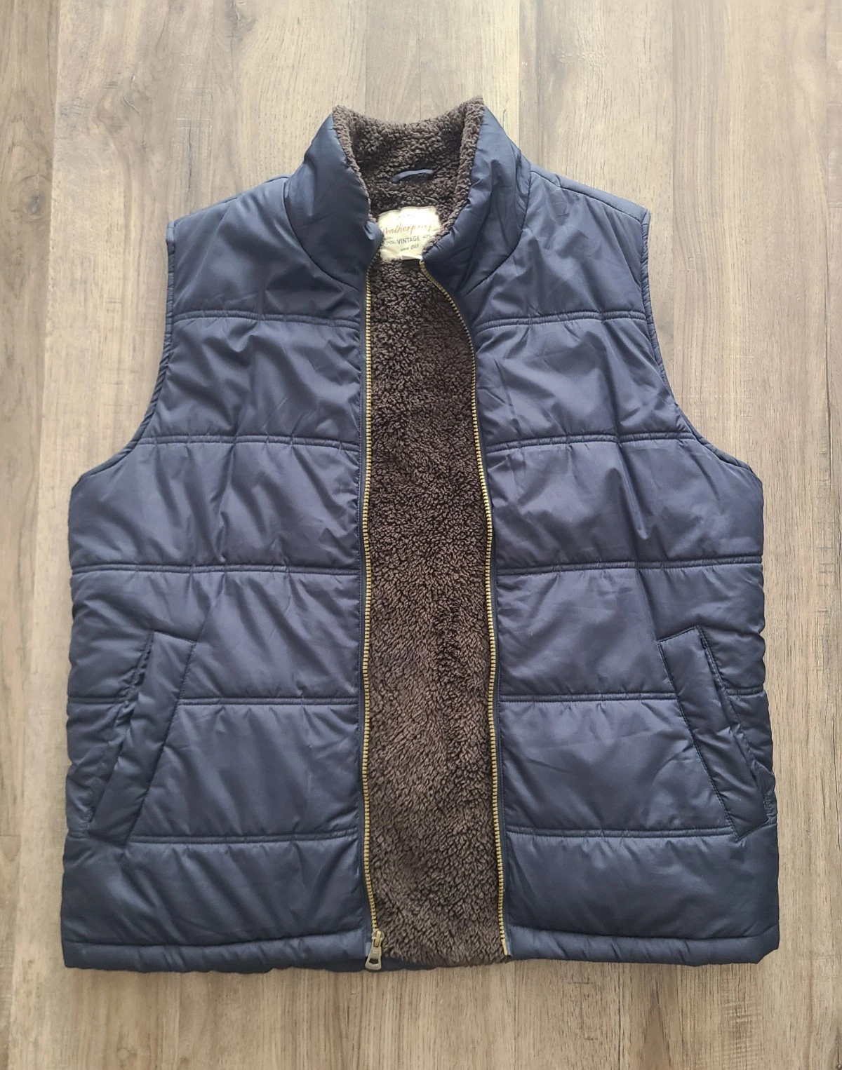 Weatherproof Navy Blue Quilted Puffer Vest Full Zip Insulated - Men's Large