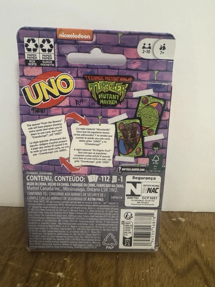 UNO Card Game Teenage Mutant Ninja Turtles Mutant Mayhem Mattel Sealed - Image 2 of 2