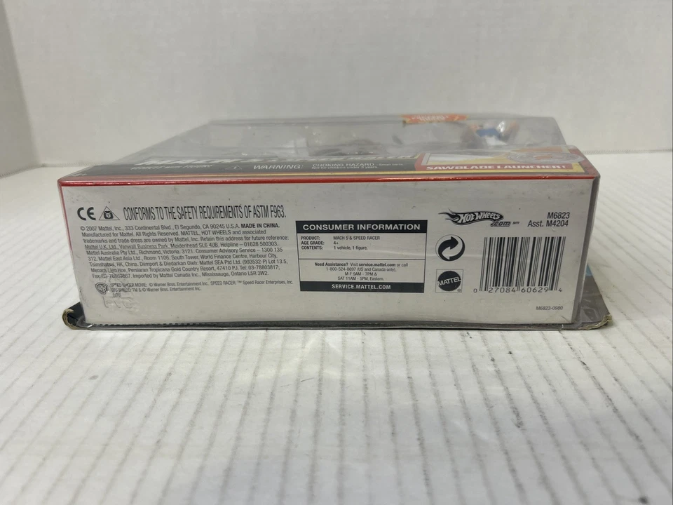 Hot Wheels SPEED RACER Mach 5 Car & Speed Racer Figure & SawBlade Launcher Z6 - Image 3 of 3