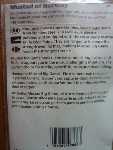 3 Hamecons 9/0 MUSTAD 7732 SS Big Game pêche extrême des marlins espadons thons - Photo 2/2