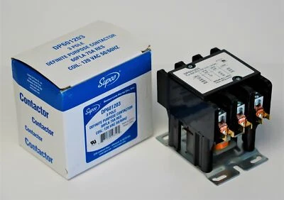 Supco DP601203 Contactor 60 FLA 75 RLA 120 Volts 3 Pole