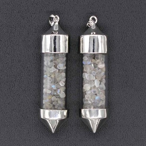Natural Healing Crystal Quartz Chip Stone Bullet Wishing Bottle Pendulum Pendant - Picture 24 of 45