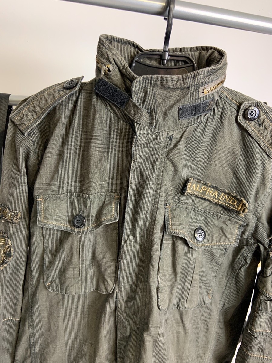 ジャケット・アウター ALPHA INDUSTRIES INC,cotton army jacket Alpha Industries Military Jacket XS Cotton Black Durable
