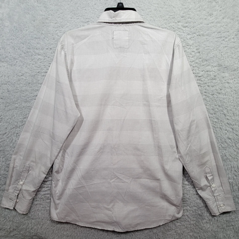 Modern Culture MC Shirt Mens Medium Gray Striped Button Up Long Sleeve - Image 2 of 4