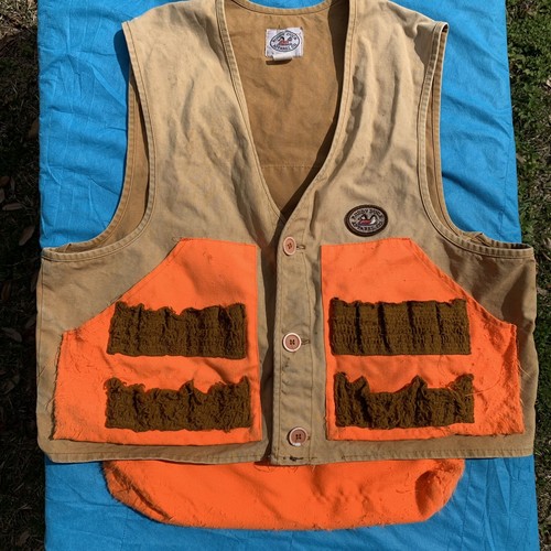Vintage Ruddy Duck Apparel Co. Hunting Vest Distressed Game Pocket Orange Shell