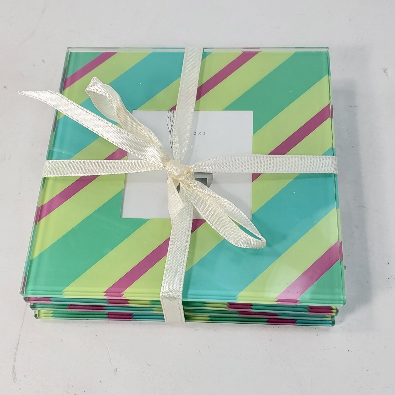 CBK Executive Glass Photo Frame Coaster Set Of 4. 2"×2" Size Photos eBay