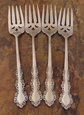 Oneida Shelley Cube Set of 4 Salad Forks USA Stainless Flatware Lot J