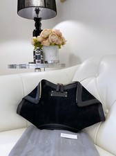 Alexander Mcqueen De Manta borsa donna pochette in pelle scamosciata suede nero