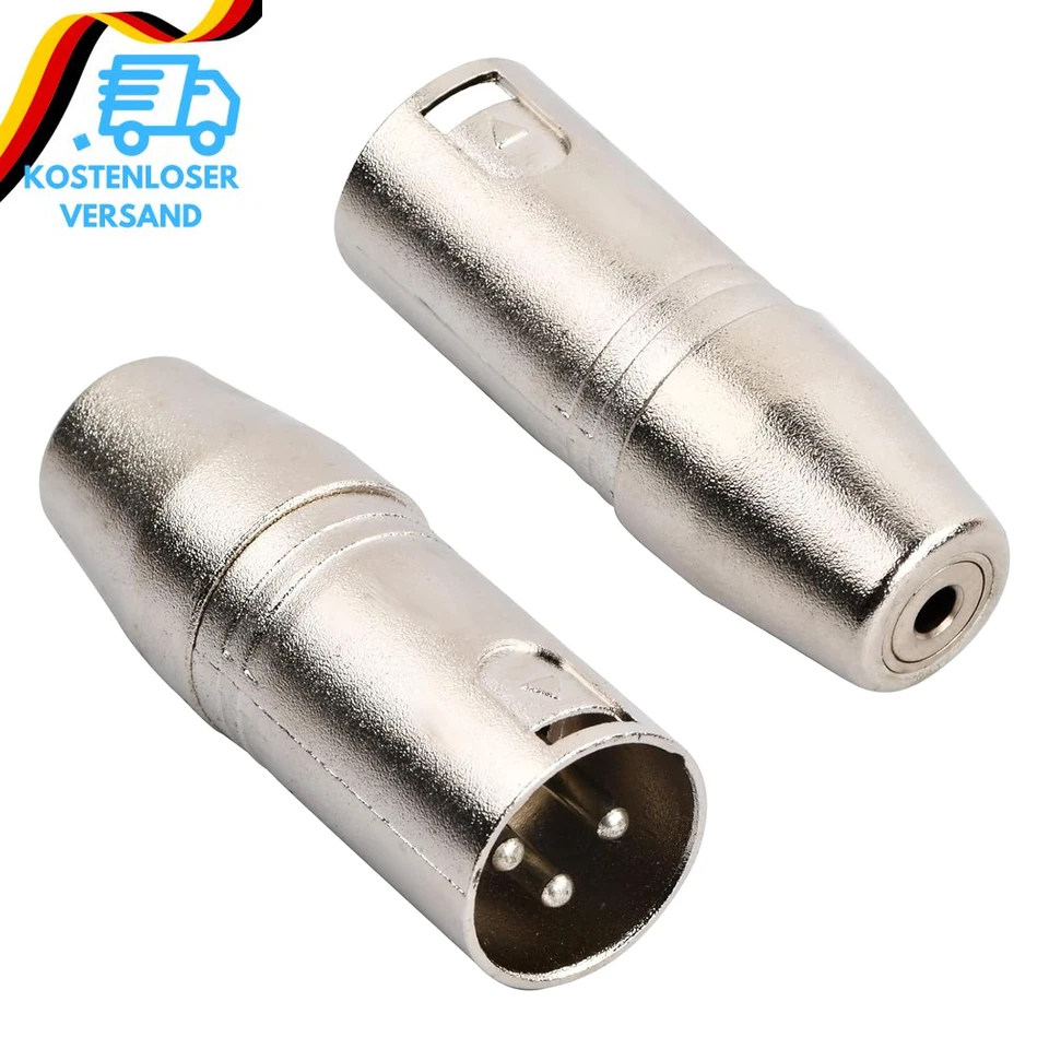 KIOINER 2 Stück XLR 3 Polig Stecker Auf 3,5Mm Buchse Audio Adapter 3,5Mm Buchse Auf XLR