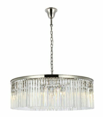 Large Crystal Chandelier Light Fixture Polished Nickel Foyer Dining Room 43''