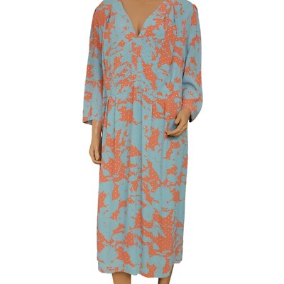 Clements Ribeiro Swan Dress Womens Size 24 EU 52 Polka Dot Artsy Blue