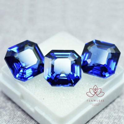 Natural Flawless BLUE Sapphire 28.30 Ct CERTIFIED Loose Gemstone Square Shape
