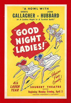 Skeets Gallagher ''GOOD NIGHT LADIES'' John Hubbard 1945 Boston Shubert Flyer