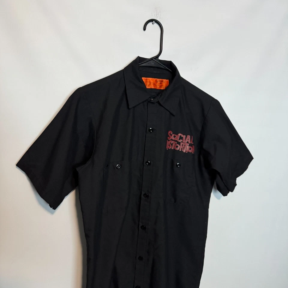 Social Distortion Work Shirt Mens Small Black Punk Rock Red Kap Button Up Garage - image 2 of 4